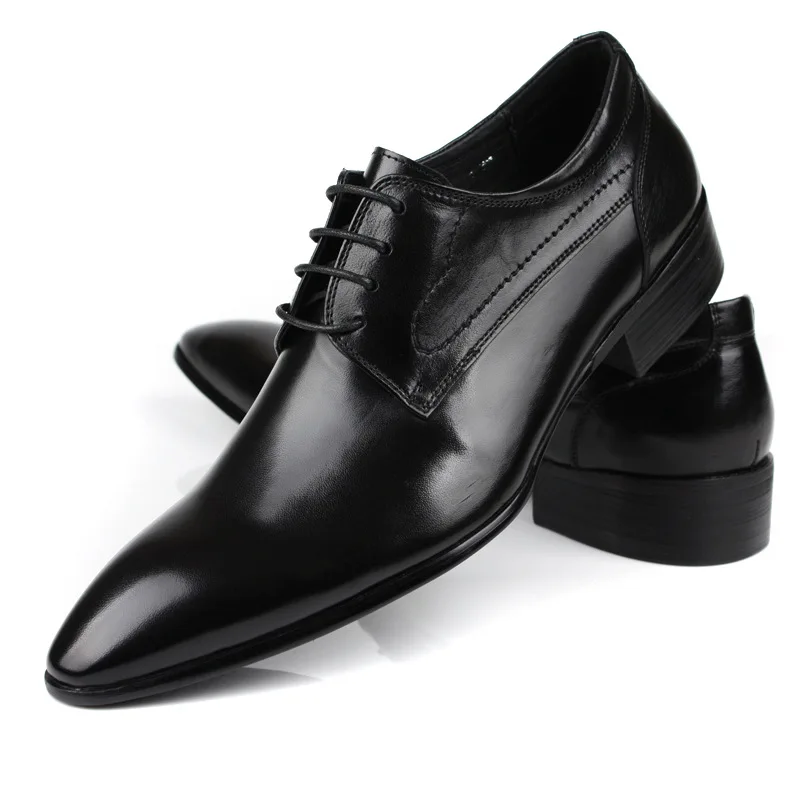 

Men's Leather Shoes Cowhide Lace-up Pointed Toe Cowhide Leather Shoes Wedding Shoes Oxfords Chaussure Homme