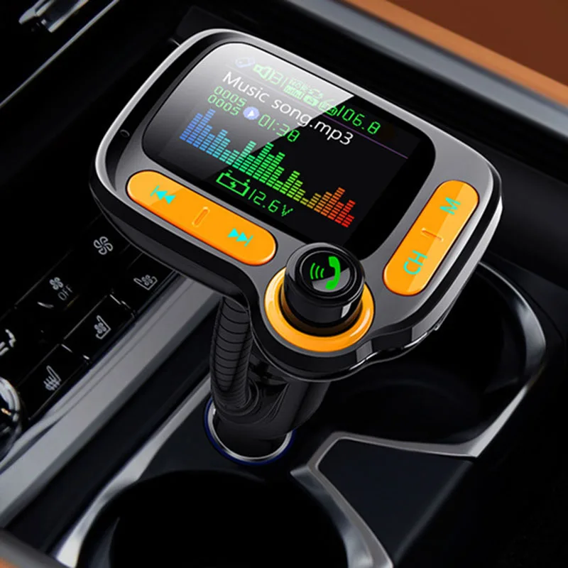 Автомобильный MP3-плеер Bluetooth автомобильный комплект fm-передатчик модулятор с цветным экраном AUX АВТО музыкальный адаптер QC 3,0 USB зарядное устройство
