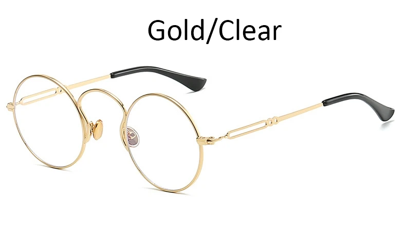 Gold Clear Винтажные мужские Поляризованные круглые солнцезащитные очки, сплав, бренд, дизайнерские, высокое качество, в стиле панк, женские классические солнцезащитные очки UV400 - Цвет линз: Gold Clear