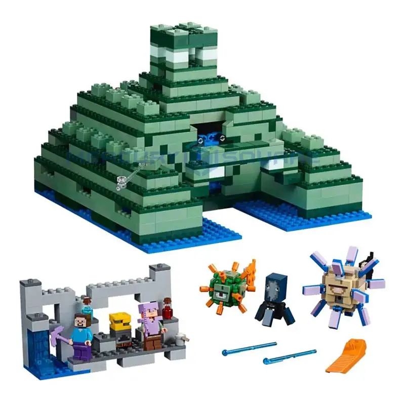 Ocean Monument Building Blocks With Steve & Guardian Action Figures Compatible My World Bricks Set Gifts Toys 21136 Ocean Monument Building Blocks With Steve & Guardian Action Figures Compatible My World Bricks Set Gifts Toys 21136