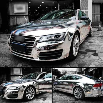 

LEEPEE Flexible Car Stickers Decals Sheet Car Wrap Sticker Glossy Silver Chrome Mirror Vinyl Wrap Film High Stretchable