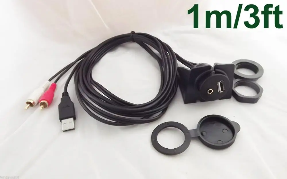

1 шт. установка утапливаемого монтажа на приборную панель автомобиля 3,5 мм USB + 2 RCA разъема AUX аудио кабель 1 м/2 м