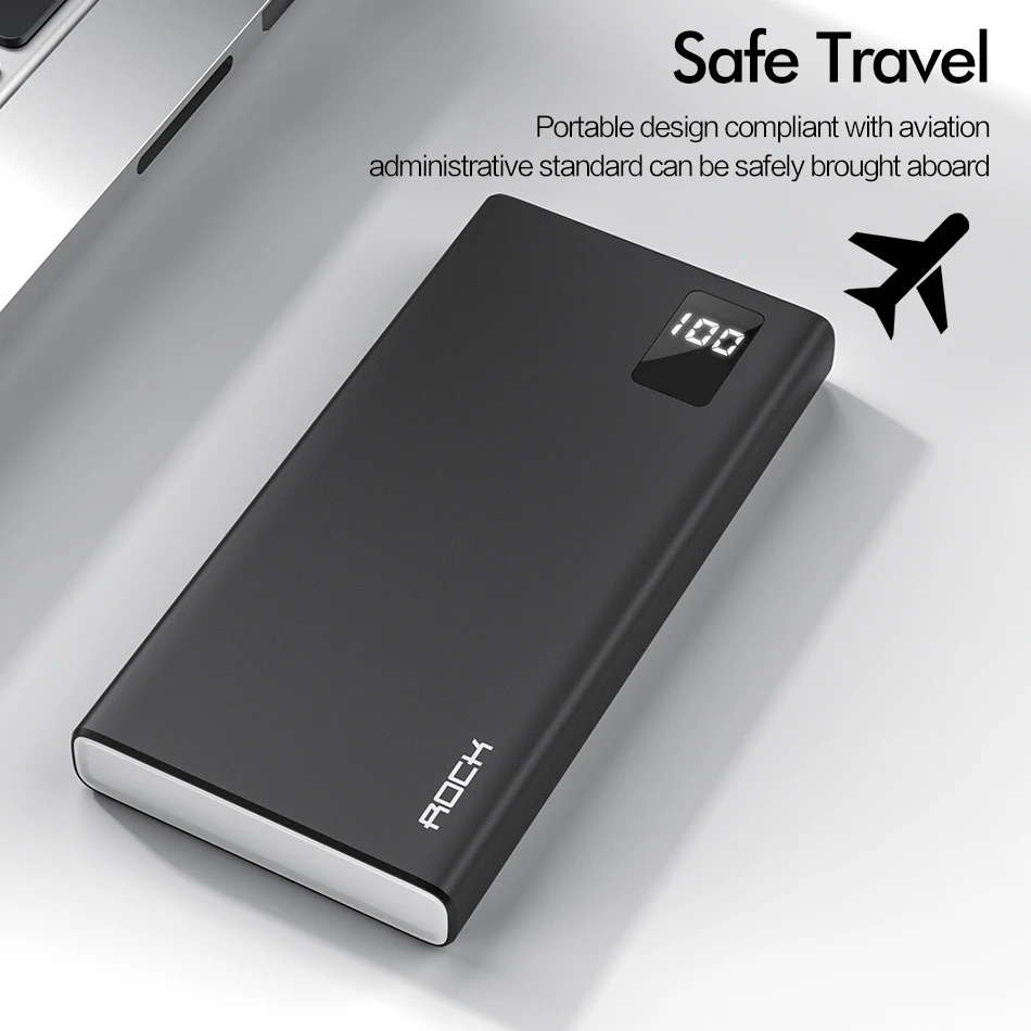 ROCK Power Bank для xiaomi mi iPhone Mini Digital Pover 10000 мАч тонкий внешний аккумулятор Poverbank Быстрая