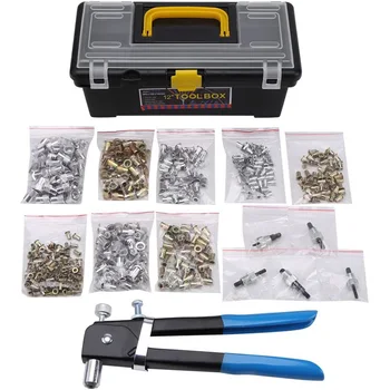 

Hand Riveter Kit,Threaded Insert Tool, Heavy Duty Blind Rivet Nuts Assortment Set with Carry Case M3 M4 M5 M6 M8