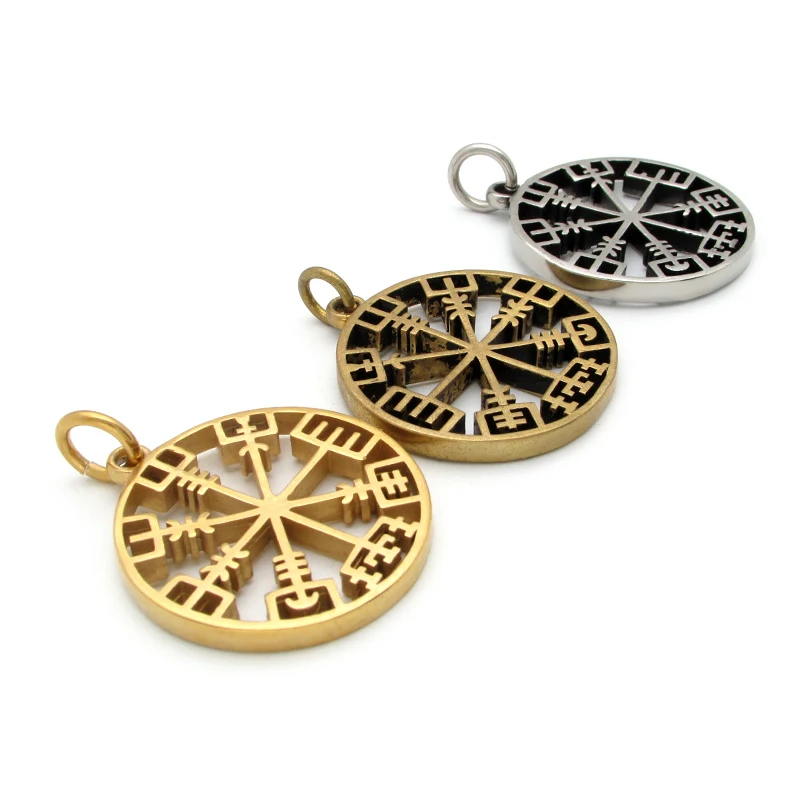 Viking Rune Icelandic Vegvisir Compass Helmet Horror In Runic Circle Pendant  Amulet Collier Necklace 6