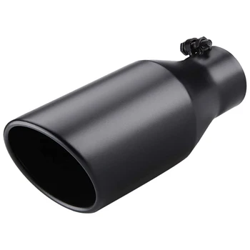 

Exhaust Tip 3 Inch Inlet 5 Inch Outlet 12 Inch Overall Length Bolt on Stainless Steel Black Exhaust Tailpipe