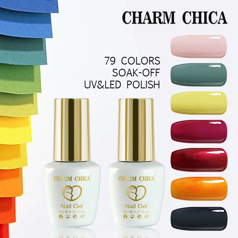 

CHARM CHICA UV 6ml Nail Glue For Manicure Hybird Gel Varnish Paint Soak Off 155 Color White Black Nude Semi Permanent Vernis