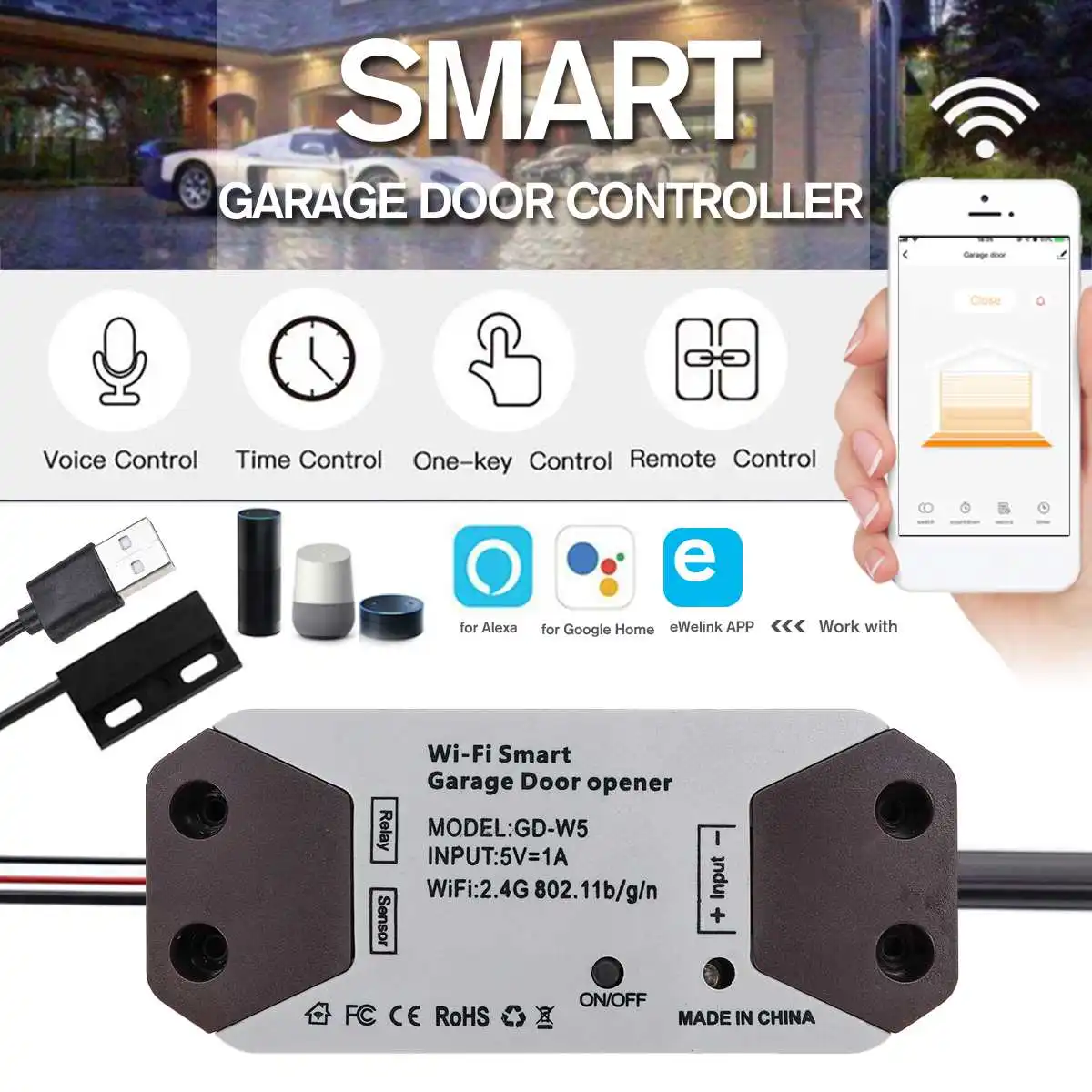 control garage door with google home