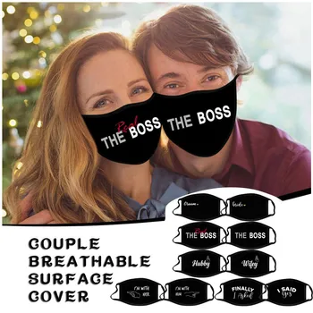 

2pcs Men And Women Adult Couples Printing Washable Mask Mascarilla Reutilizable Masque De Protection Masques Mondmasker Wasbaar