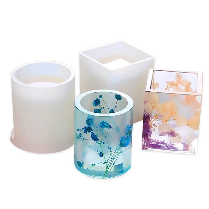 

Resin Molds,Silicone Mold for Jewelry Box Storage Box Resin Casting Art Molds DIY Flower Pot Molds Pen Holder molds