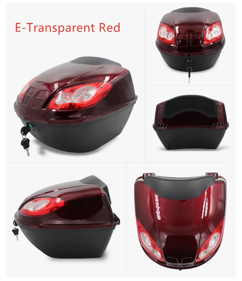 E-Transparent Red Большой Багажник мотоцикла Жесткий хвост верхняя коробка мотоцикл чемодан шлем Чехол для хранения крепление стойки с ключами - Цвет: E-Transparent Red