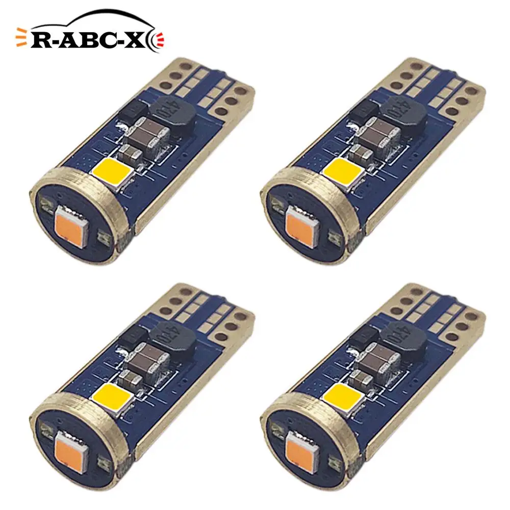 

4 pcs Canbus T10 w5w led bulb Car Interior Reading Dome Lamp auto dashboard trunk license plate light 450lm 24-48V yellow