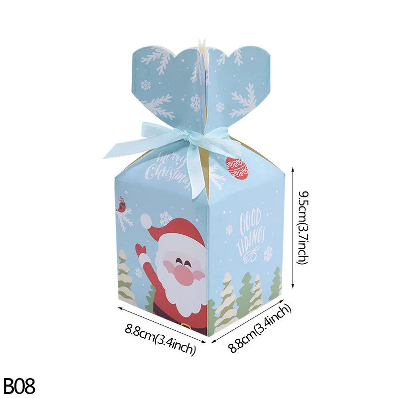 5Pcs Christmas Apple Box Candy Box christmas Party Favors Cookie Chocolate Packaging Supplies DIY Wrapper Paper Boxes Decor - Цвет: B08