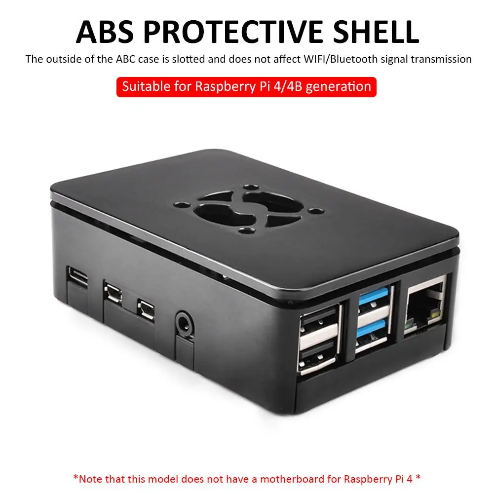 Black ABS Cooling Case Heatsink Hard Shell With Good Heat Dissipation Fan For Raspberry PI 4 Model B 1 GB 2 GB 4 GB