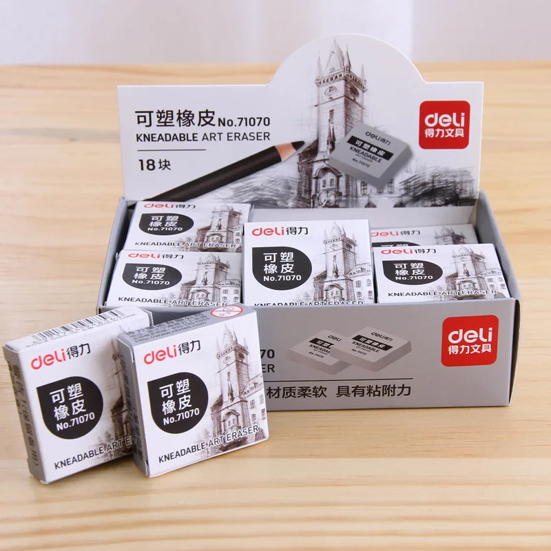 

Deli 71070 Plasticity Mapping Soft Eraser Students Fine Art with Sketch High Light Wipe Pencil Rubber Eraser Single Block