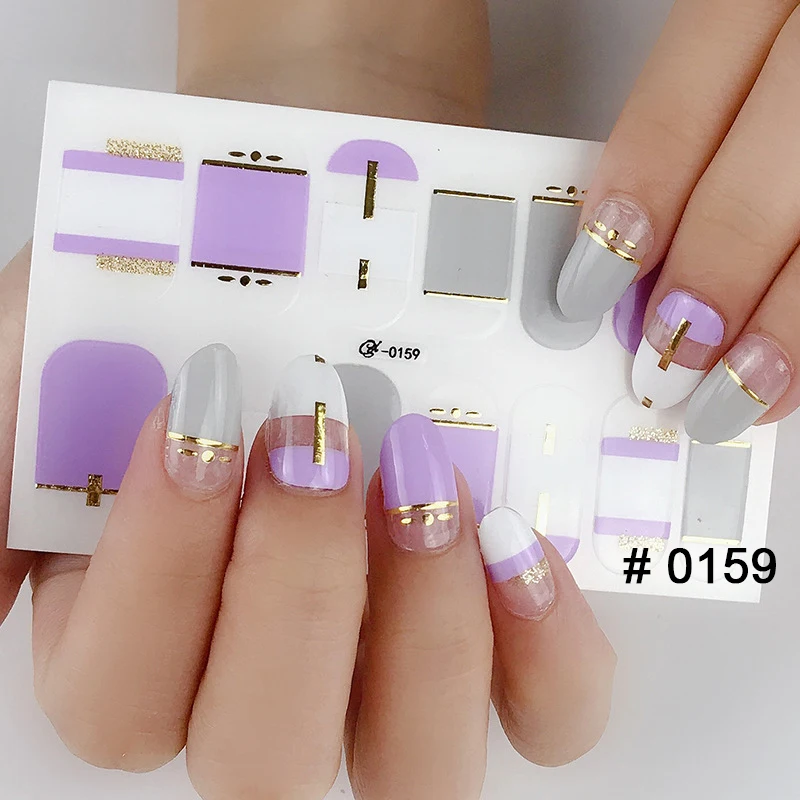 Мода 31 дизайн 3D полное покрытие ногтей стикер водонепроницаемый самоклеющиеся ногтей искусство украшение для маникюра «сделай сам» блеск ногтей обертывания - Цвет: 0159