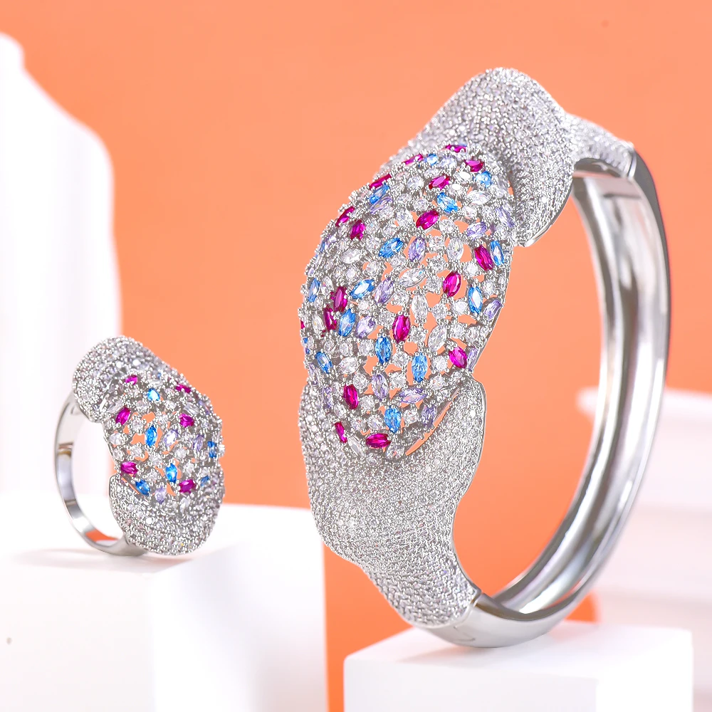 

Kellybola NEW Luxury Ball African Bangle Ring Set Fashion Jewelry Set For Women 2021 Wedding Engagement Brincos Para as Mulheres