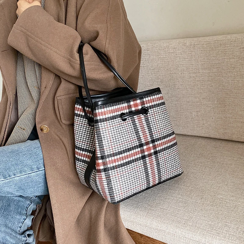 2019 Новая модная клетчатая женская сумка мешок винтажная высокое качество Ретро