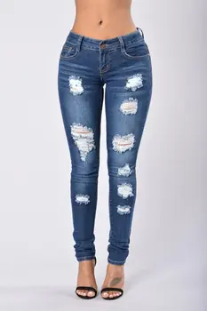 

Women's Pencil Stretch Pants Cotton Skinny Jeans Pants Mid Waist Trousers