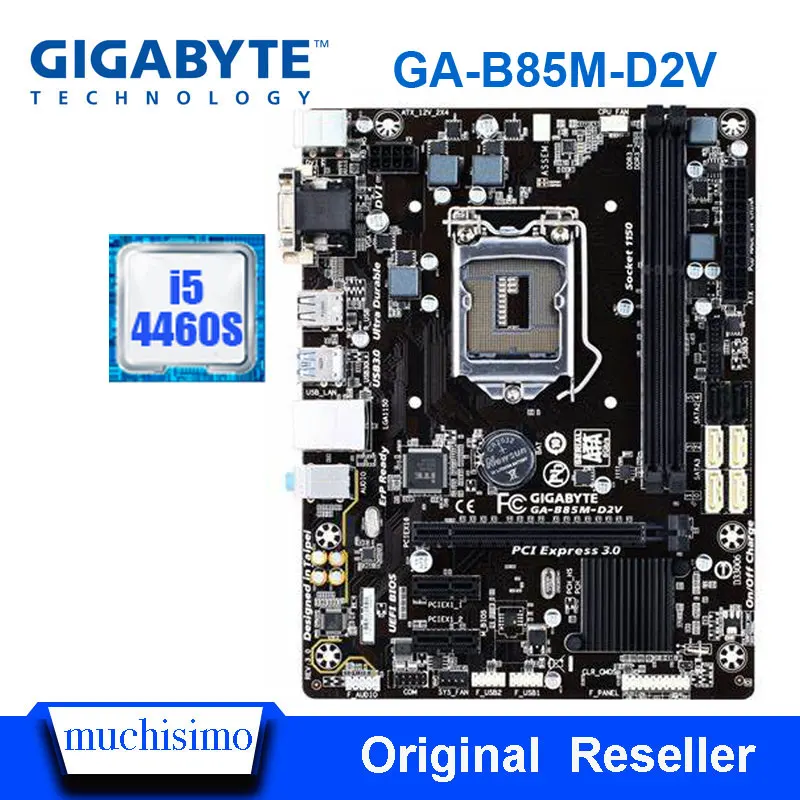 Gigabyte GA-B85M-D2V Intel Core i5 4460S 100% оригинальная материнская плата LGA 1150 DDR3 16G B85 B85M-D2V настольная материнаская плата Восстановленное