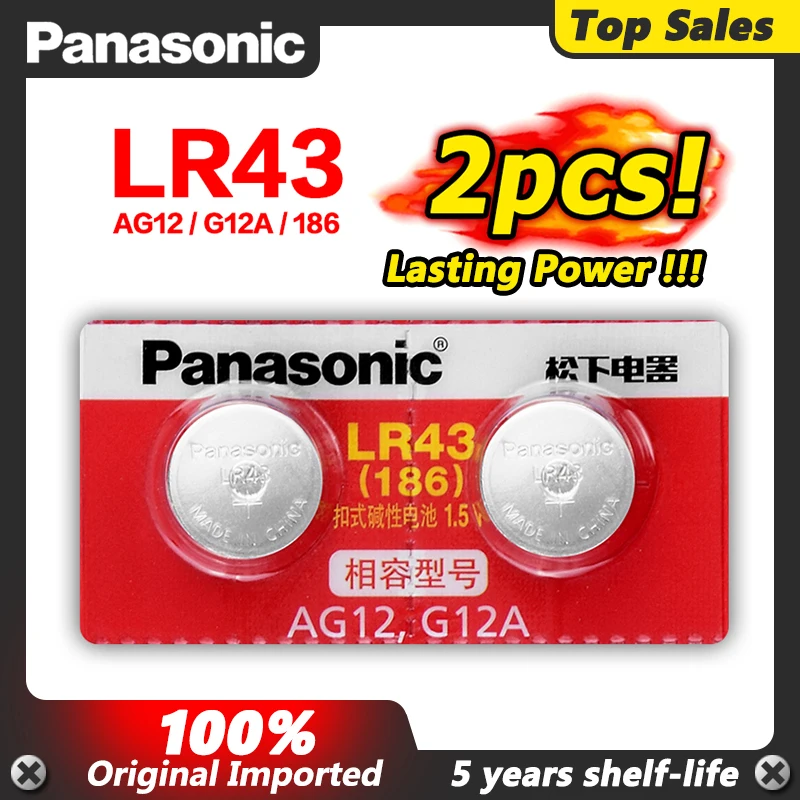 AG12 Battery LR1144 LR43 Coin Button Cells 1.5V Alkaline L1142 SG12 386A 386X CR43 RW44 For Watch Toys 2Pcs | Электроника