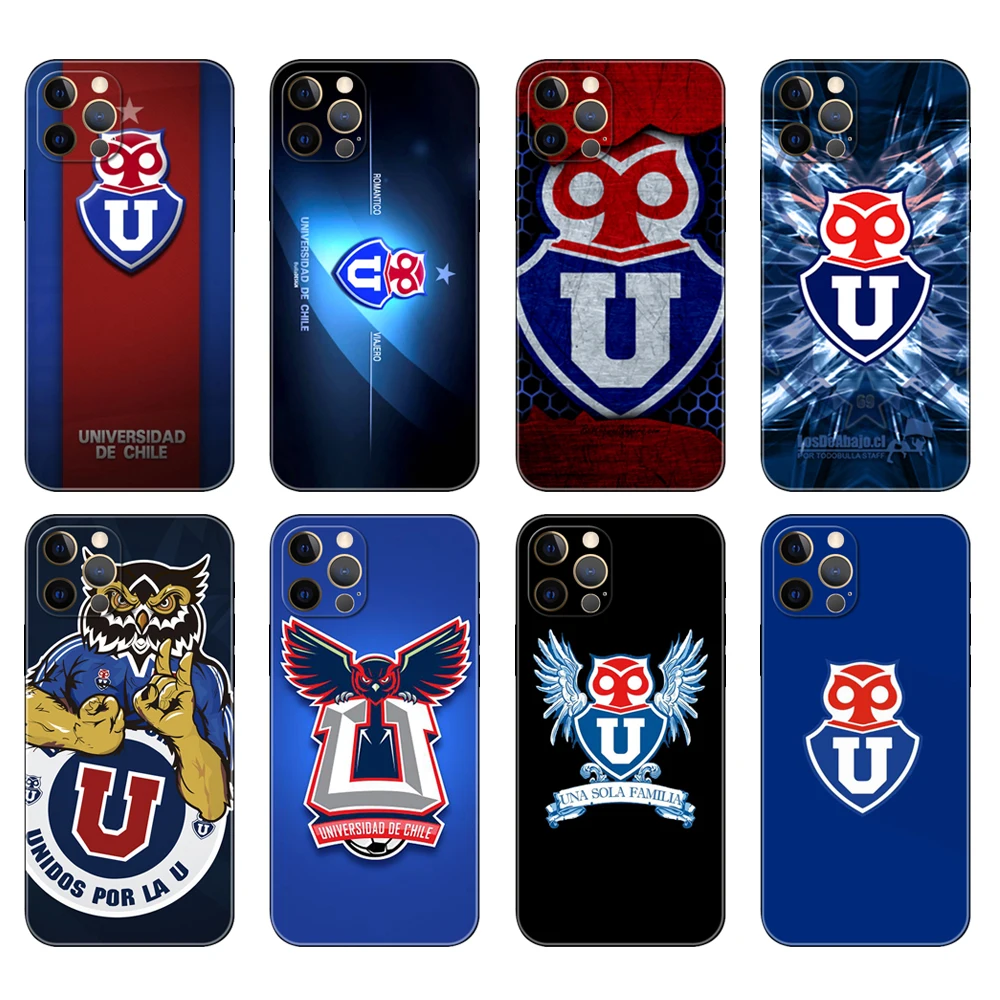 Custodia In Tpu Nero Per Iphone 5 5S Se 2020 6 6S 7 8 Plus X 10 Xr Xs 11 12 Mini Pro Max Cover Posteriore University Of Chile Fashion Logo