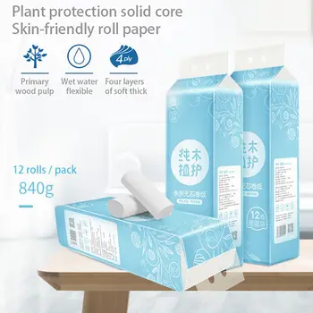 

10/12 Rolls 4 Layers Thicken Toilet Paper Tissue Roll Pack Coreless of Paper Towels Tissue Soft Texture Replacement Roll Paper
