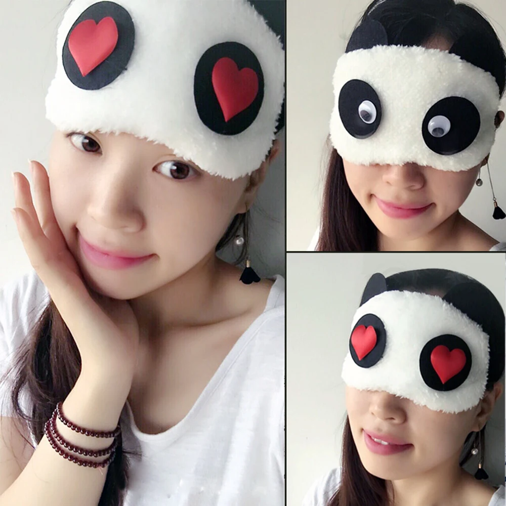 New White Panda Eye Mask Cute Eyeshade Shading Sleep Cover Cotton Goggles Eye Mask Sleep Mask Animal Eye Cover Face Care Tool