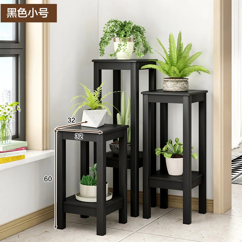 RackBlack60cm Посадочный тип, дерево, цветок, для помещения, гостиная, земля, Многоэтажный зеленый Луо, хлорофитум, балкон, полки для цветочных Горшков - Цвет: RackBlack60cm