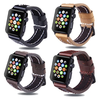 

Genuine Leather bracelet band for Apple Watch 44/42/40/38mm Replacement Strap Wristband For iWatch series 4/3/2/1 Accessories