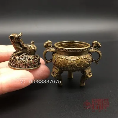 Античный Чистый медный(Кирин) трехногий двухушастый ладан горелка