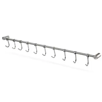 

Kitchen Rail Rack Wall Mounted Utensil Hanging Rack Stainless Steel Hanger Hooks for Kitchen Tools Pot Towel 10 Sliding Hooks