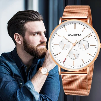 

Men Business Luxury Watches Clock Erkek Kol Saati Quartz Fashion Calendar Casual Man Wristwatch Retro Silver Gold Clock