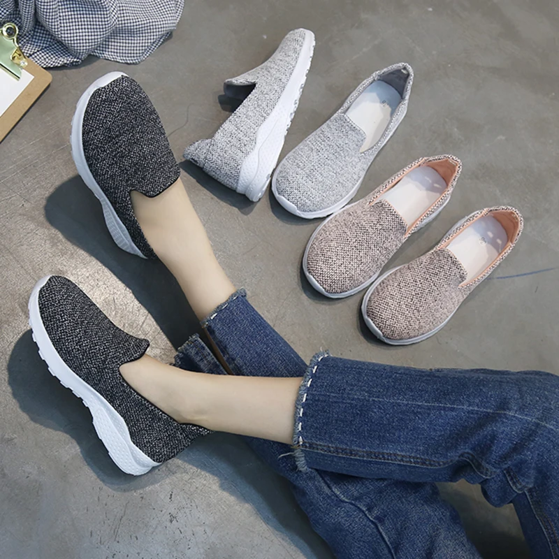 

Spring Autumn Women Sneakers Casual Shoes Wedges Platform Sneaker Mesh Slip on Shoes Womman Loafer espadrilles Ladies Shoes 6745