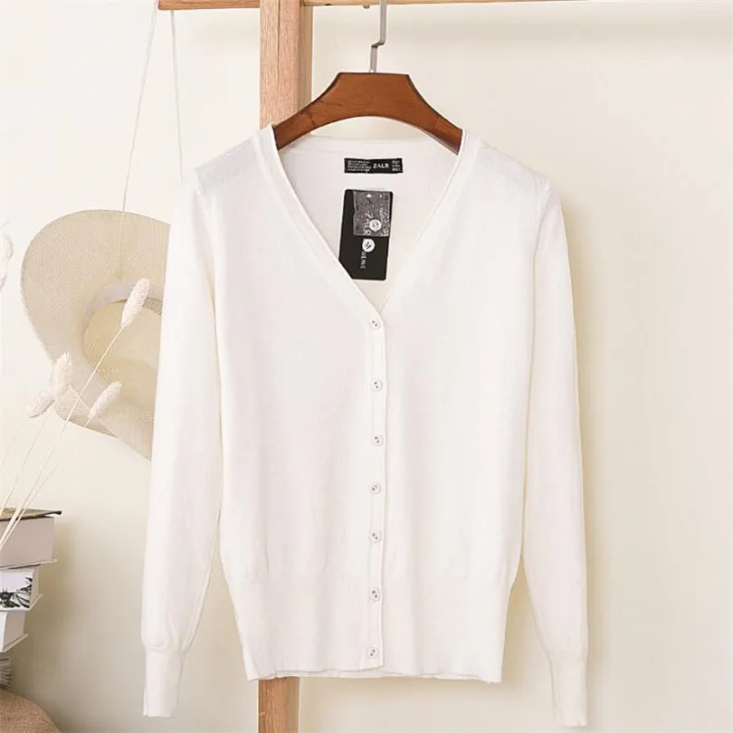 S598 White LJCUIYAO женские кардиганы, свитер с v-образным вырезом, однотонный Свободный Трикотаж, однобортный Повседневный вязаный кардиган, верхняя одежда, зимняя куртка, пальто - Цвет: S598 White