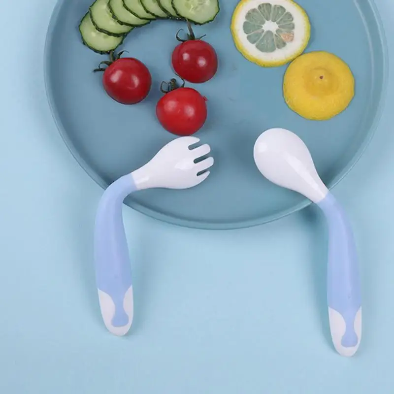 2Pcs Baby Pacifier Feeding Spoon Curved Spoon Children Tableware For Children Flatware Cutlery Spoon Infant Feeding Spoons