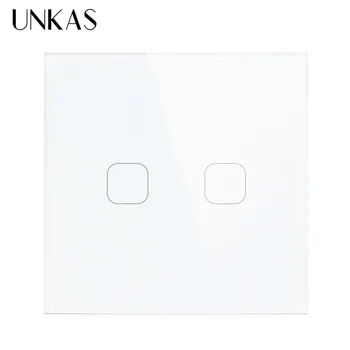 

UNKAS EU Stanard 1 Gang 1 Way Touch Switch White Screen Led Light Tempered Crystal Glass Panel Touch Switch