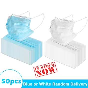 

50PCS Disposable Protective Masks 3 Layers Dustproof Facial Protective Cover Masks Maldehyde Prevent bacteria anti-virus Masks