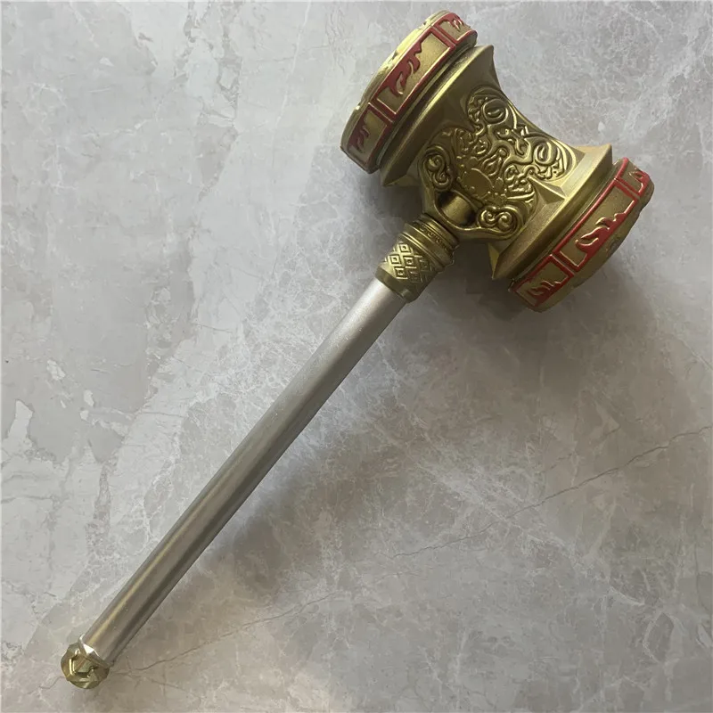 57cm Gold Hammer Anime Sword Toy Area of Douluo Continent Clear Sky Hammer  Killing God Collect Ornament Gift For Boys PU Weapon