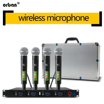 

Wireless Microphone System Professional Microphone 4 Channel Dynamic Professional 4 Handheld Microphone with aluminum case