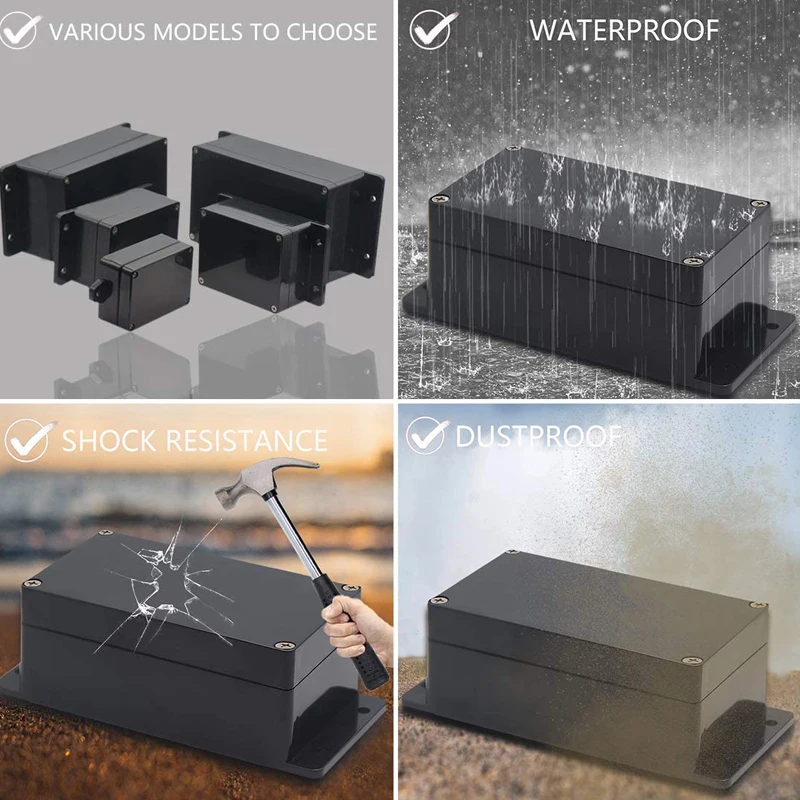 juncao exterior alojamento da caixa do projeto preto eletronico ip67 05