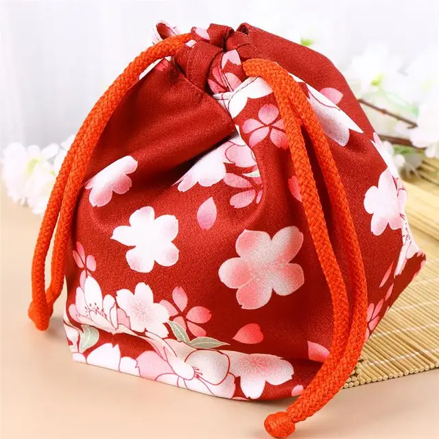 Theaque Japanese Style Drawstring Bag Japanese Kimono Purse Portable Phone  Pouch