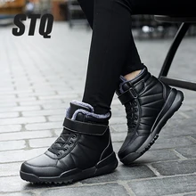 STQ зимние ботинки; женские теплые плюшевые кроссовки на плоской подошве; женские ботильоны из искусственной кожи; женские зимние ботинки с меховой стелькой; ZJW2060