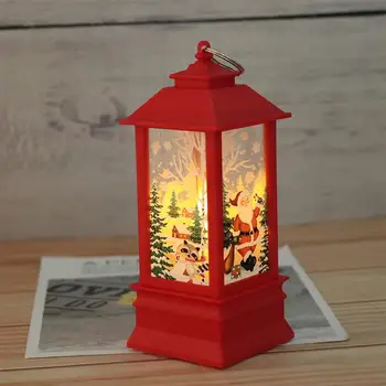 

2 Pcs Christmas Wind Lamp Red Santa Claus Patterned Hanging Lamp Xmas Party LED Candlestick Lamp Glowing Ornament