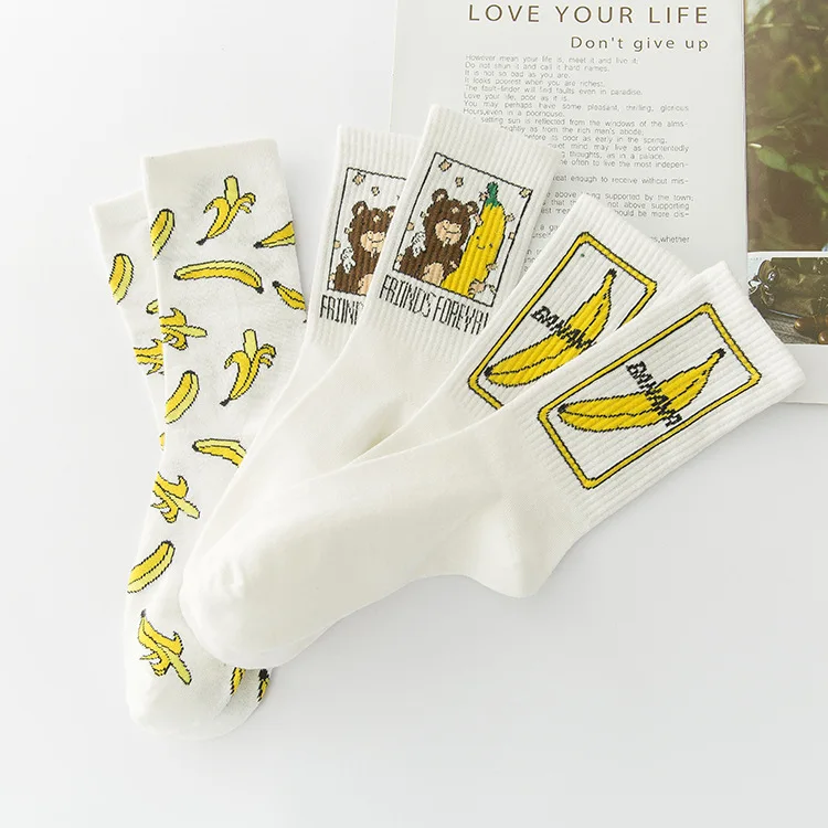 INS/Лидер продаж; носки без пятки с рисунком банана; крутые носки в стиле знаменитостей; Чистый хлопок; креативная Мода; уличная мода; скейтборд; Soc