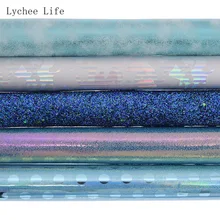 Lychee Life A4 синий цвет винил блестящая ткань искусственная кожа синтетическая ткань для бантов сумки Швейное Ремесло «сделай сам»