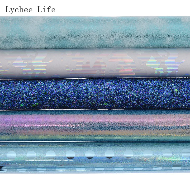 Lychee Life A4 синий цвет виниловая блестящая ткань искусственная кожа синтетическая