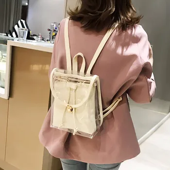 

New transparent backpack women Beach Female Jelly Bag clear transparent backpack women backpacks high quality#G2