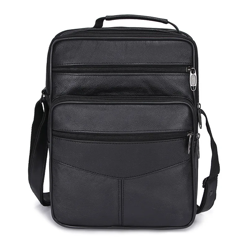 

Trend leather men's bag multi function bag for documents high capacity men's briefcase bag solid men leather zipper bags retro
