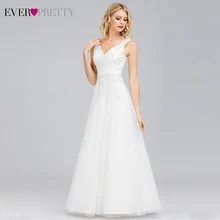 Простые дешевые свадебные платья Ever Pretty трапециевидной формы с двойным v-образным вырезом на молнии с блестками, кружевное элегантное вечернее платье невесты Robe De Mariee